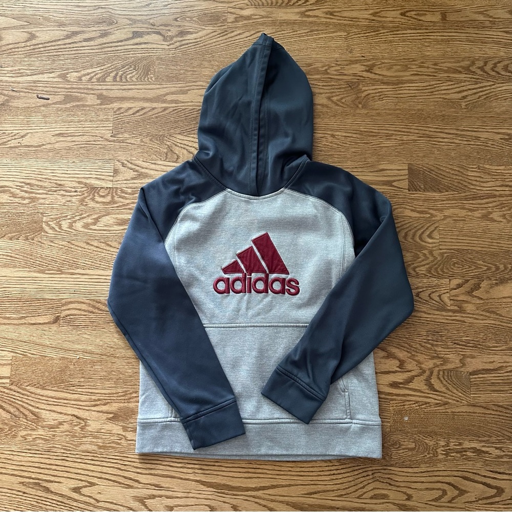 Kids Adidas Hooded Sweatshirt. Size large.